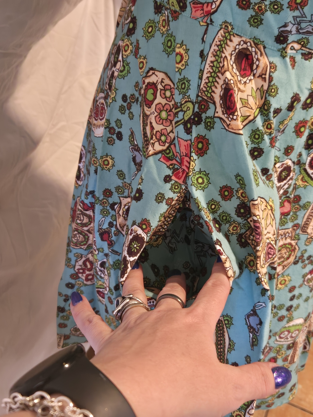 Women's Blue Floral Day Dress - Picture 2 of 8